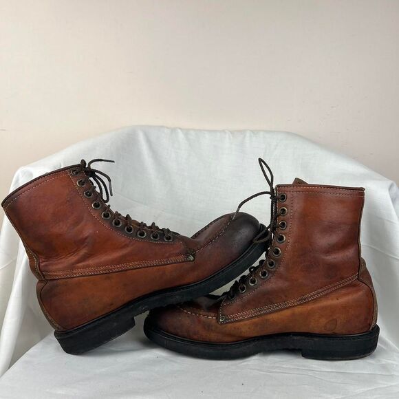 Vintage Engineer Brown leather lace-up boots with a rugged, indie vibe Size 10.5 - Picture 2 of 8